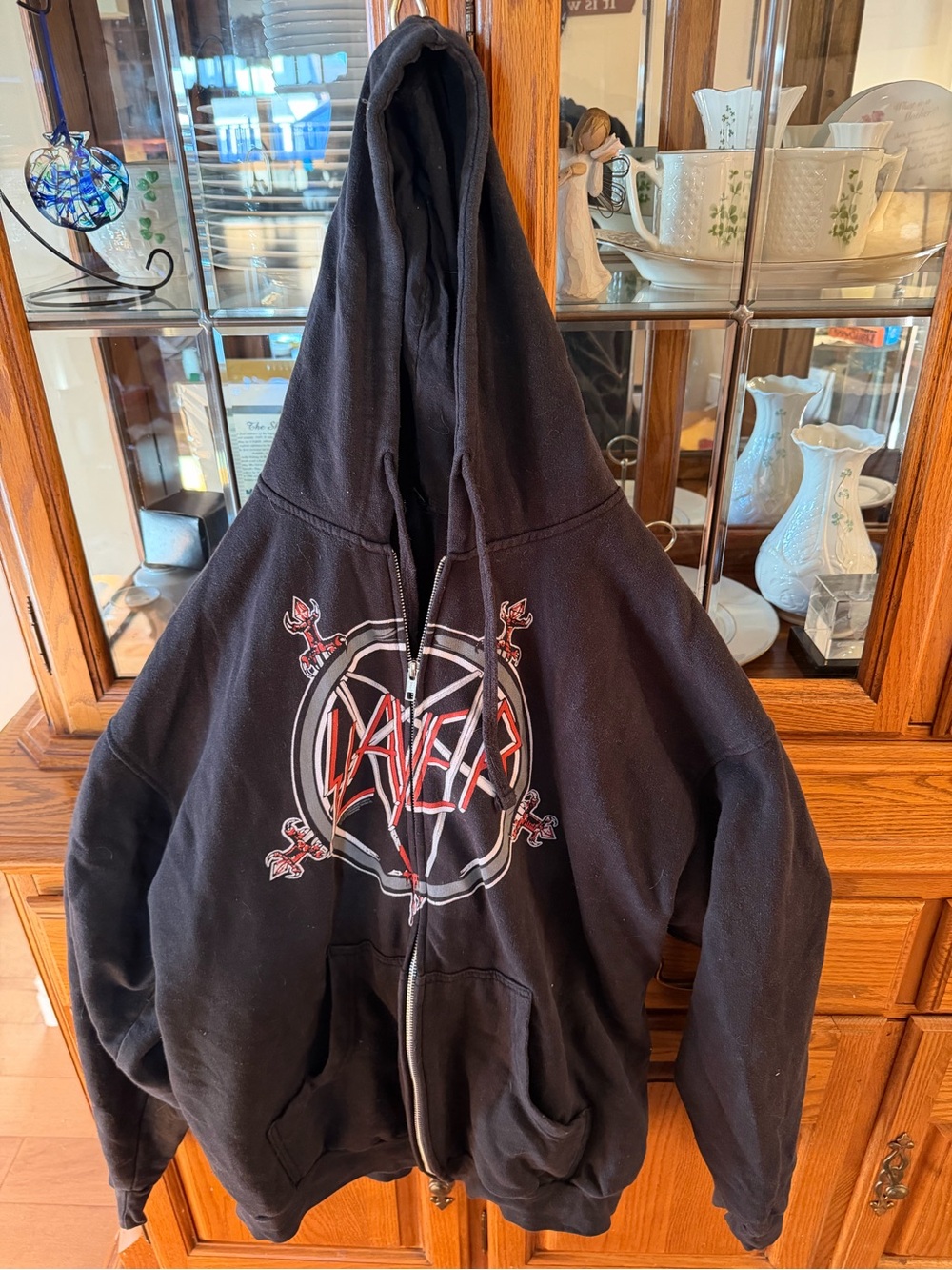 Slayer Black Zip-Up Hoodie with Band Logo